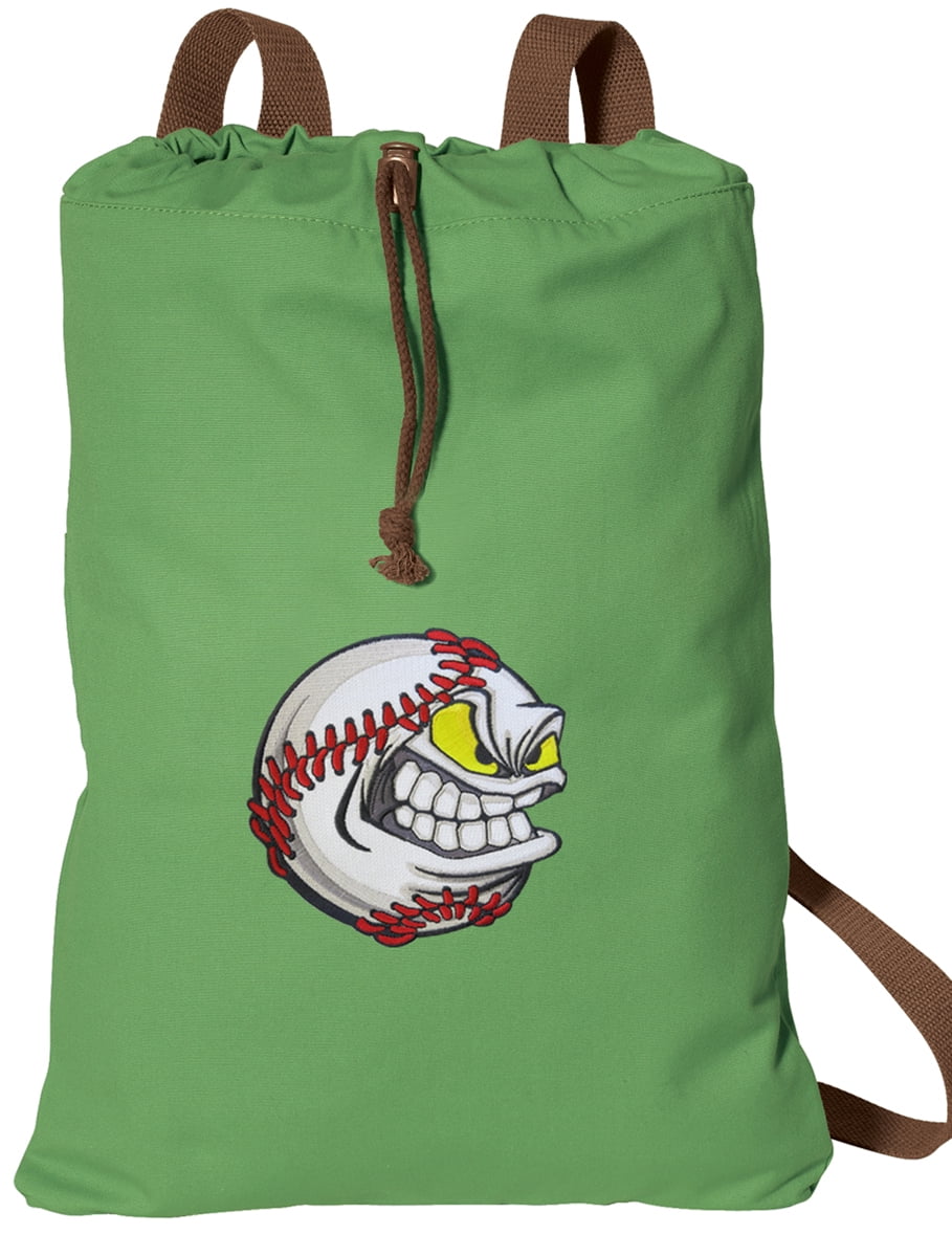 Baseball Drawstring Backpack NATURAL COTTON Baseball Cinch Bag