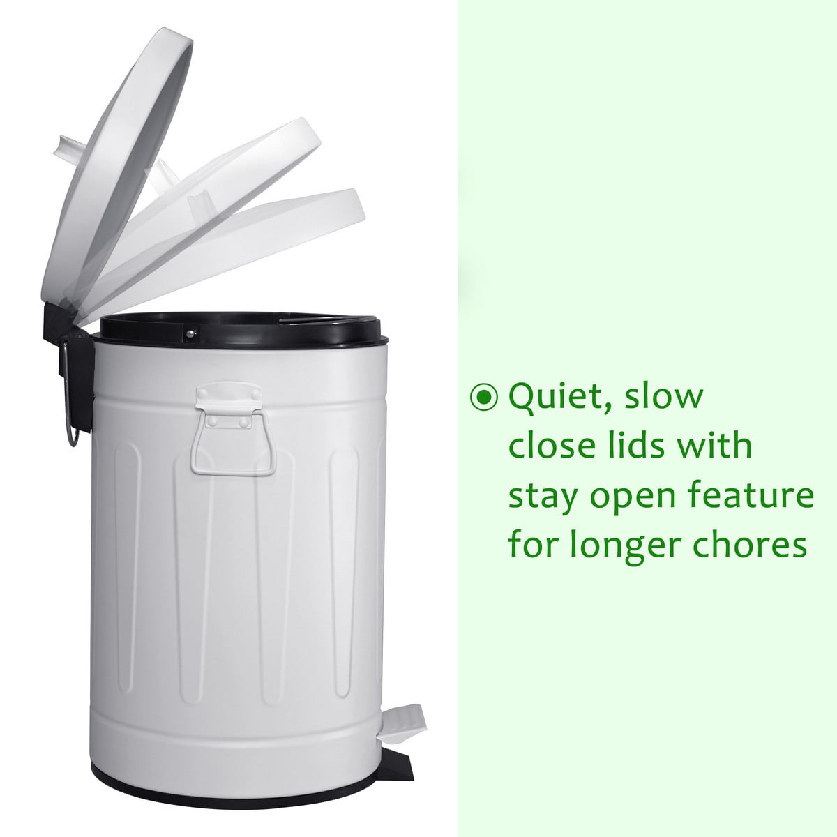Innovaze 3.2 Gallon and 0.8 Gallon Round Bathroom and Office Carbon Steel Step Trash Can Set,White