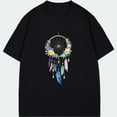 thumbnail image 3 of Dreamcatcher Print T Shirt Black Floral And Feather Design For Casual Wear, 3 of 4