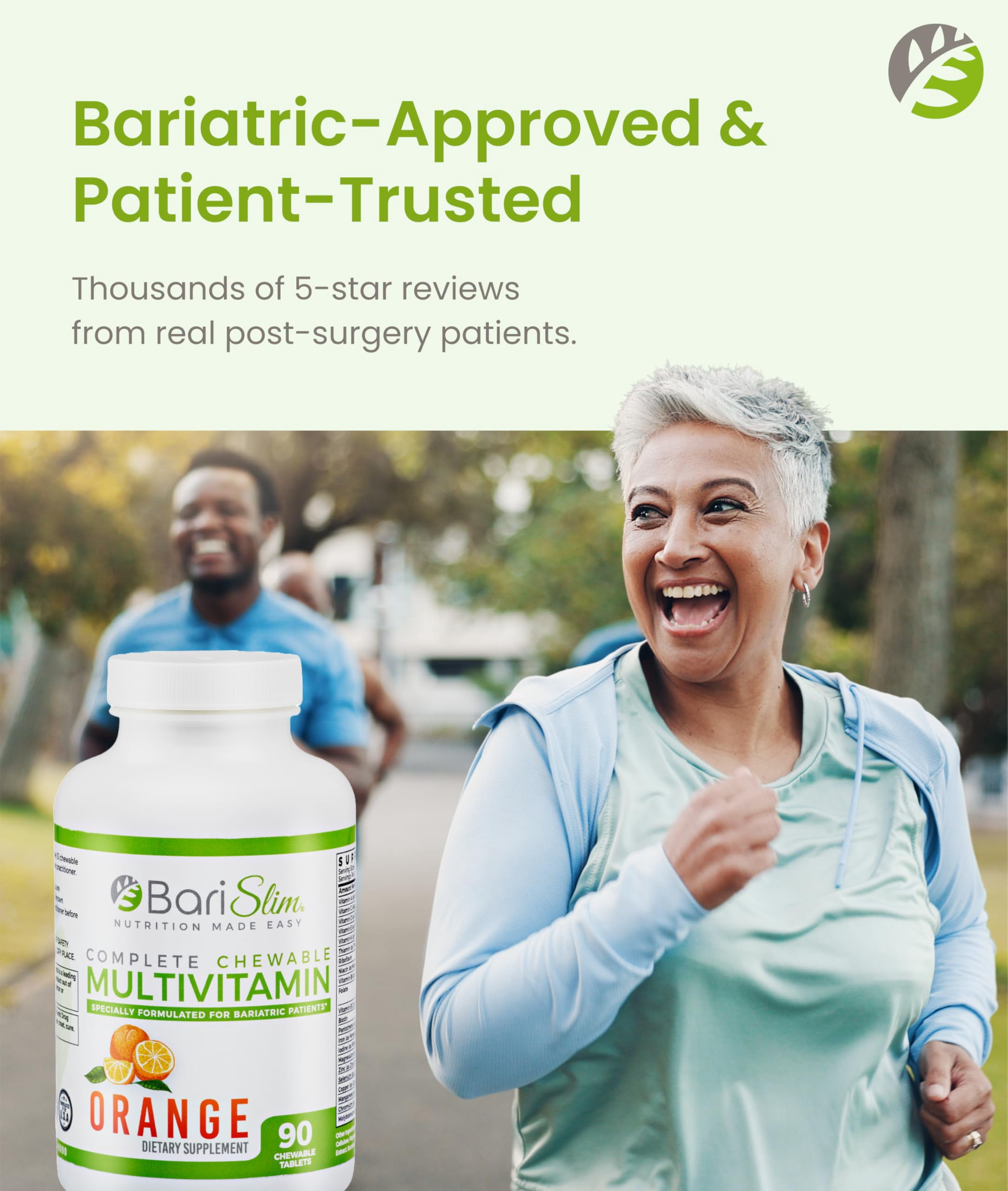 BariSlim Chewable Bariatric Multivitamin, Weight Loss Health Support, 90 Count, Unisex, Adults