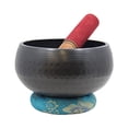 thumbnail image 2 of DharmaObjects Tibetan Dark Hand Hammered 5.5 Inches Singing Bowl Cushion Mallet Set, 2 of 4