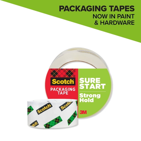 Scotch Sure Start Packaging Tape, Clear, 1.88 in. x 54.6 yd., 1 Roll