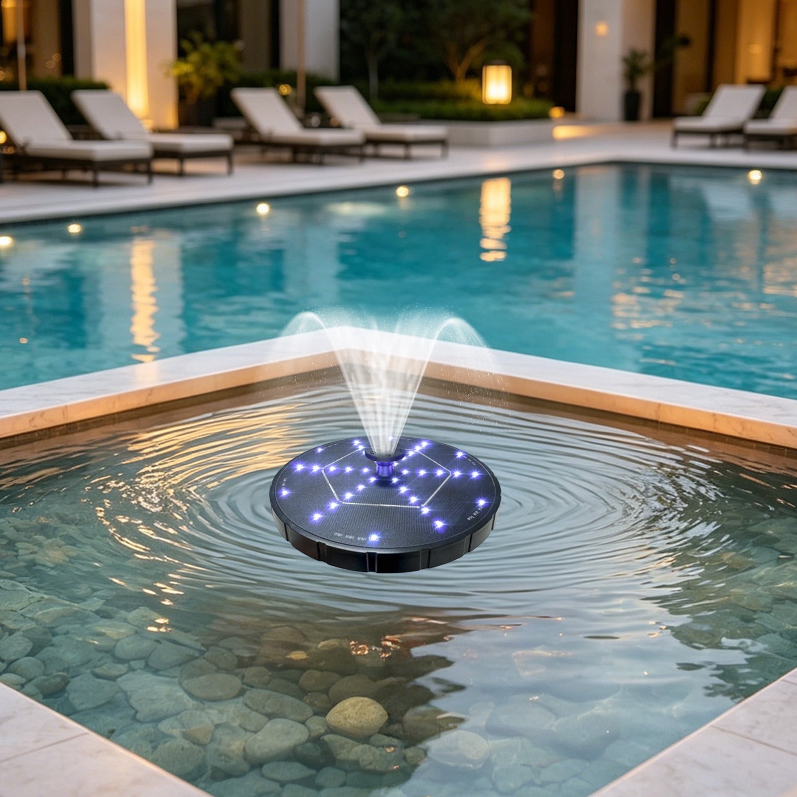 Solar-Powered Outdoor Water Fountain, Automatic Solar Floating Spout Weather-Resistant Compact Fountain for Courtyard Garden Pool Pond Bathroom Outdoor Landscaping, A