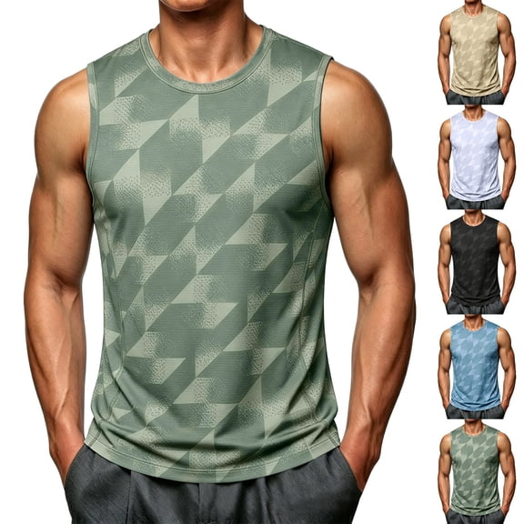 IhhxPro Men's Quick-Dry Performance Tank Top Moisture-Wicking Cooling Athletic Sleeveless Shirt for Summer Workouts M-5XL