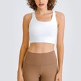 thumbnail image 2 of Sujetador deportivo de alto impacto, diseño de espalda hueca sin aros, almohadillas extraíbles, ropa deportiva para gimnasio, color blanco, talla XL, 2 of 6