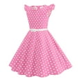 thumbnail image 4 of CAICJ98 Girls Ruffle Sleeve 50s Style Dress Girls Vintage Dresses Audrey 50's Retro Dress for Toddler Girls 1950s Polka Dot Rockabilly Swing Party Dresses Pink,8-9 Years, 4 of 7