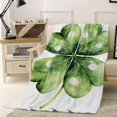 thumbnail image 4 of Throw Blanket Fleece Throw Blanket 40x50in, St Patrick's Day Clovers Lucky Leaf Soft Lightweight Bed Blankets Green Irish Shamrock Fuzzy Couch Blankets for All Season, 4 of 9