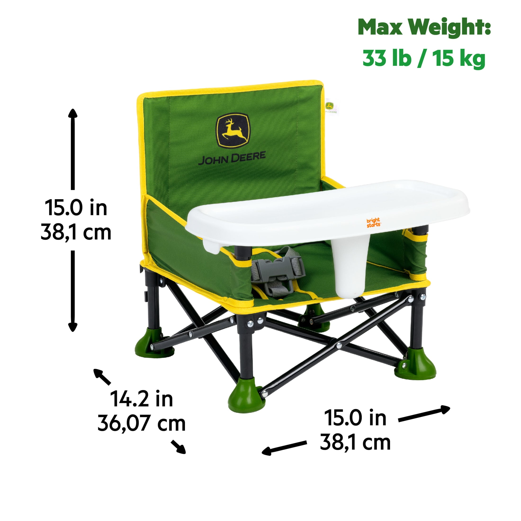 Bright Starts John Deere Pop 'N Sit Portable Booster Chair, Unisex, Infant