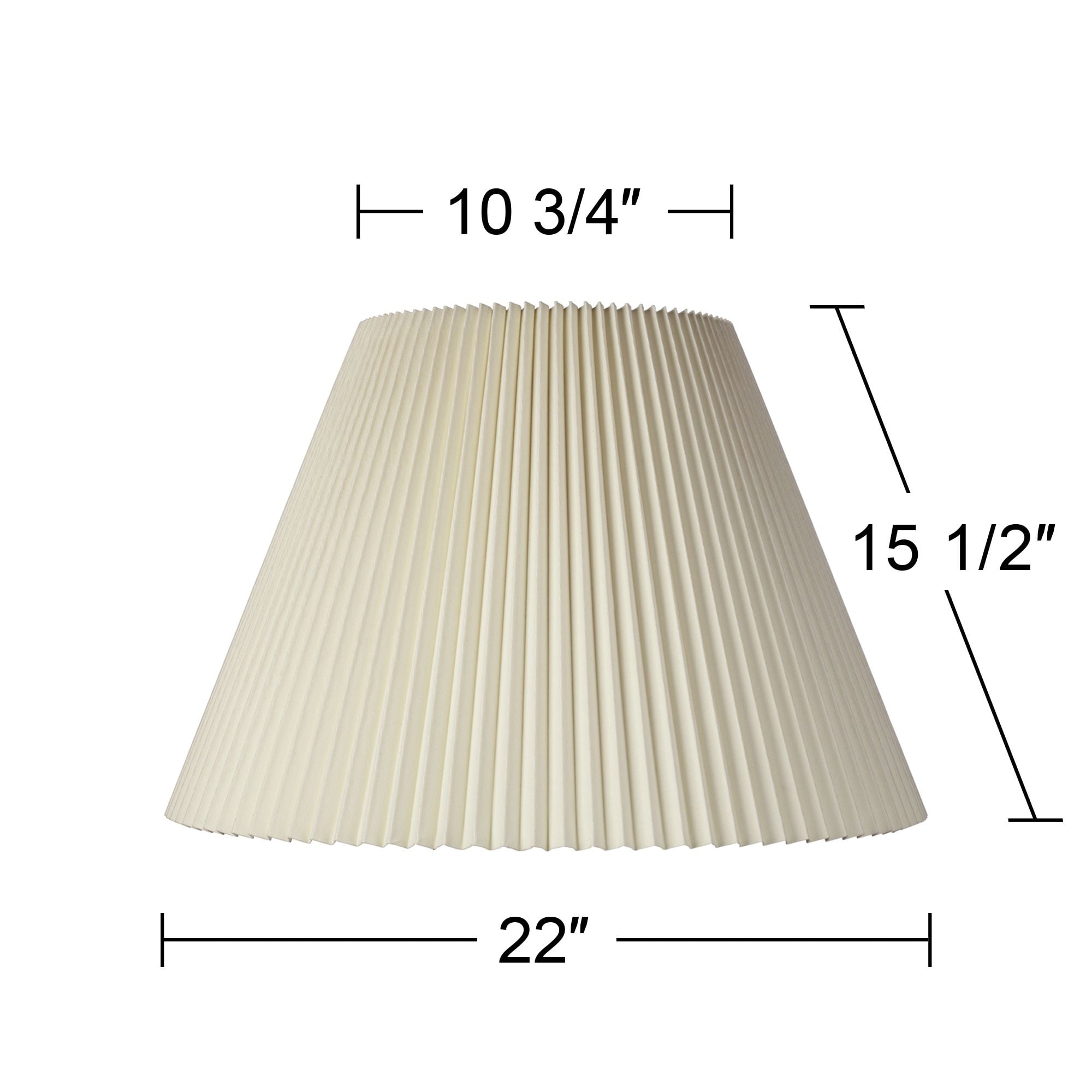 Springcrest Empire Lamp Shade Beige Pleated Large 10.75" Top x 22" Bottom x 15.5" High Spider Replacement Harp and Finial Fitting