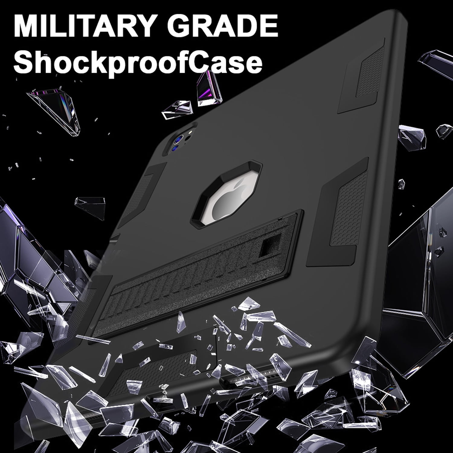 Decase Rugged Case Compatible with Apple iPad Pro 13 Inch (M5) 2025 / (M4) 2024,Shockproof Protective Cover with Built-in Stand & Pencil Holder,Heavy Duty Hard Cover,Black