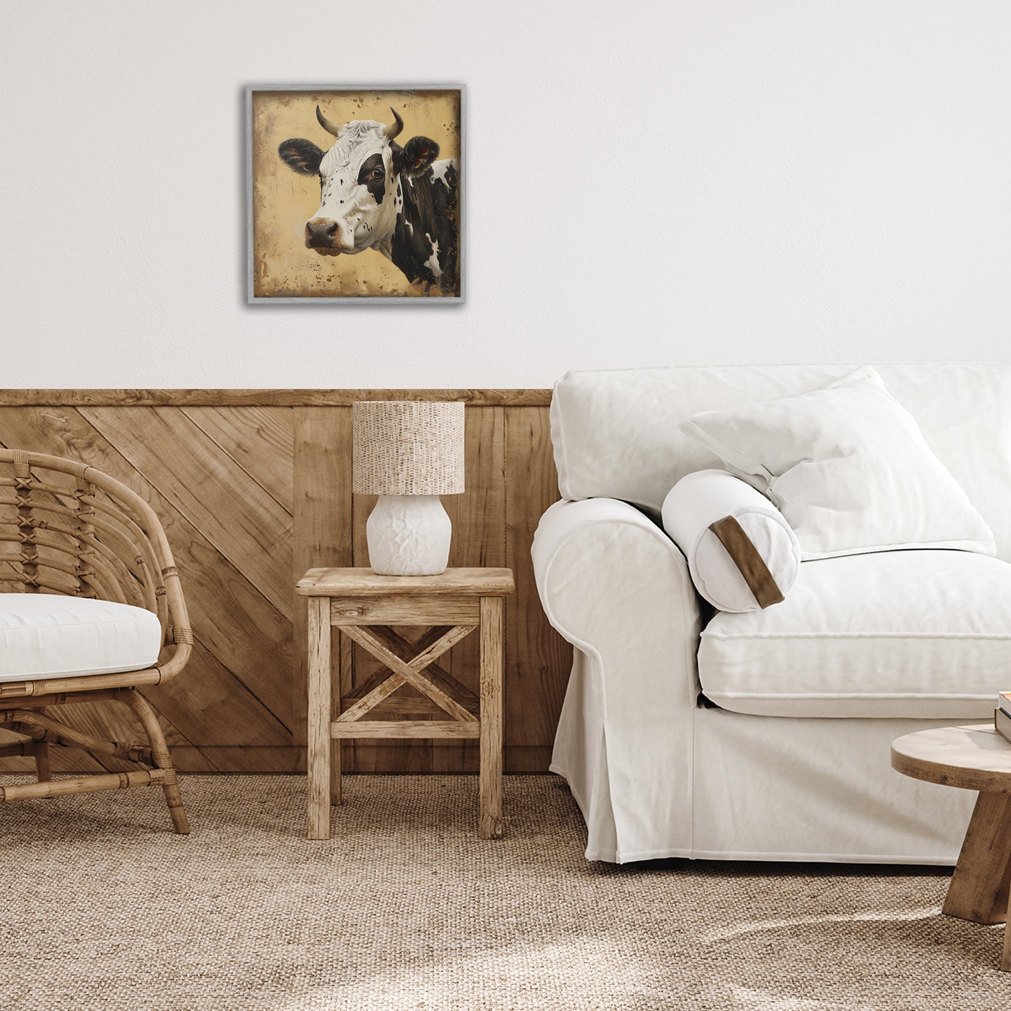Stupell Industries Spotted Brown Cow Portrait Gray Framed Giclee Art, design by Creative Studio