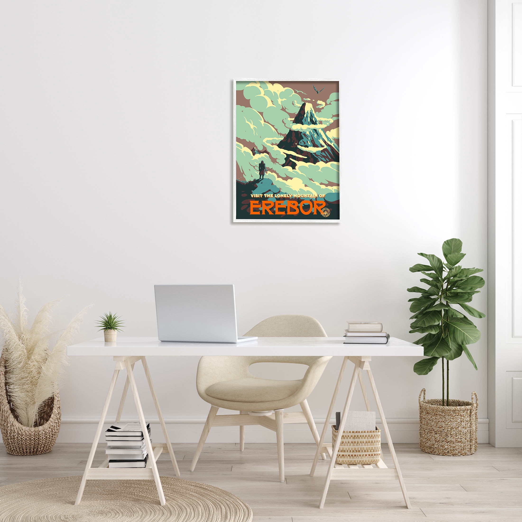 Stupell Industries Fantasy Science Fiction Erebor Mountain Graphic Art White Framed Art Print Wall Art, Design by Matheus Lopes Castro