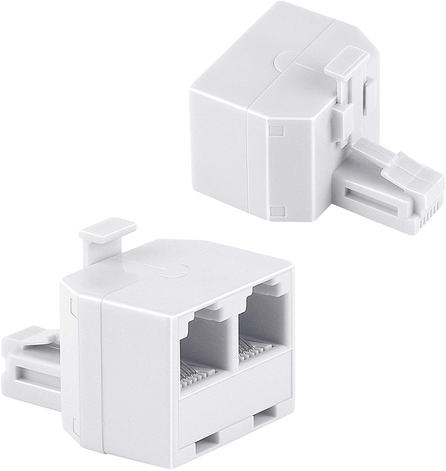 RJ11 Duplex Wall Jack Adapter Dual Phone Line Splitter Wall Jack Plug 1