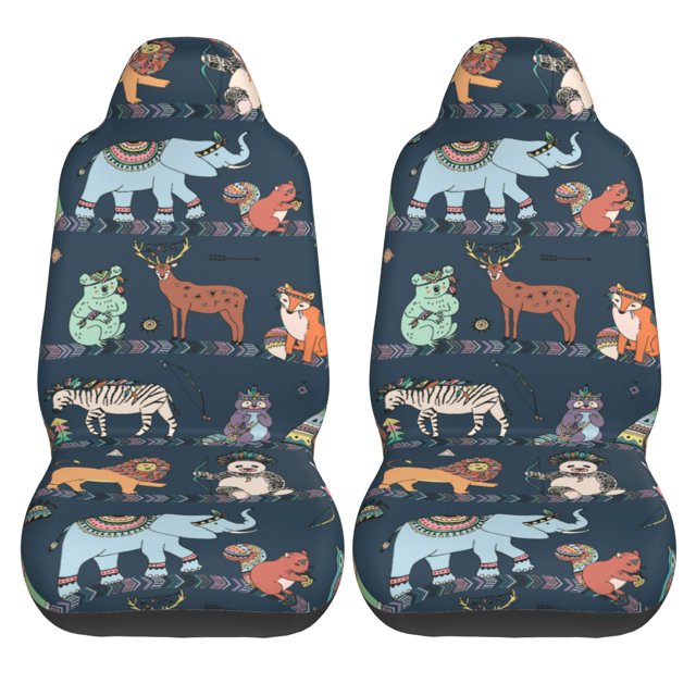 LAKIMCT Dark Animals Collection Car Seat Covers Vehicle Front Seat Covers Universal Fit Seat Protector