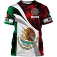 thumbnail image 6 of Custom Mexico Shirts Personalized Name Mexican 3D Flag Shirt for Men Women Aztec Unisex Short Sleeves US Eagle Pride Camisas (Polyester, Q10) (T-shirt, L), 6 of 9