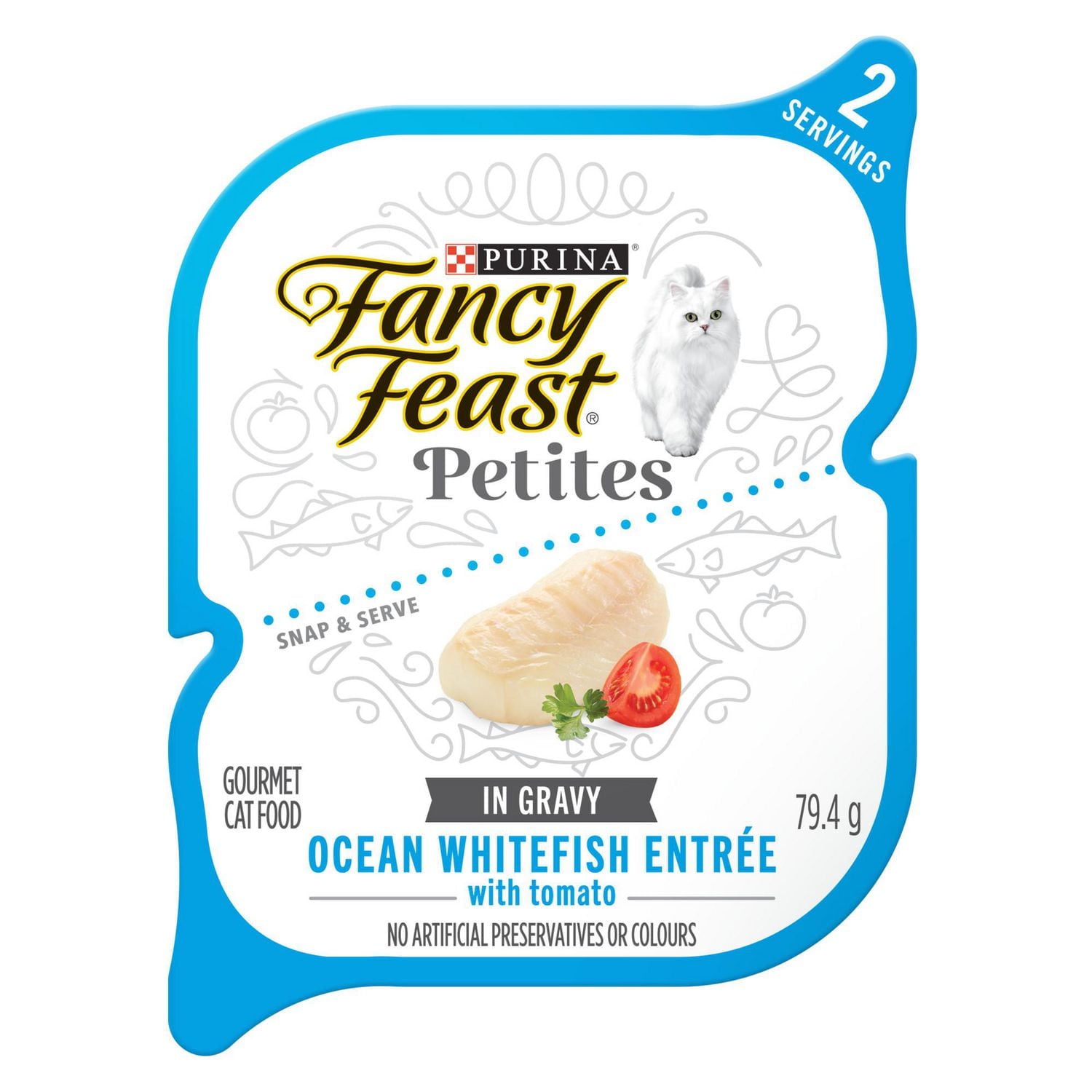 Fancy Feast Petites Ocean Whitefish Entrée with Tomato in Gravy, Wet Cat Food 79.4g, 79.4 g