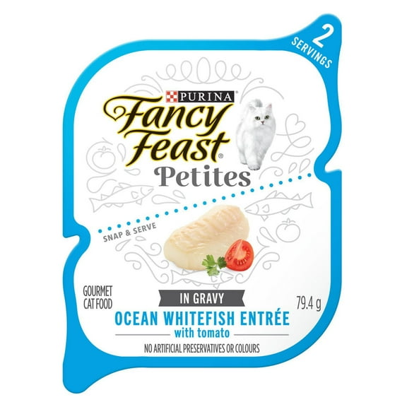 Fancy Feast Petites Ocean Whitefish Entrée with Tomato in Gravy, Wet Cat Food 79.4g
