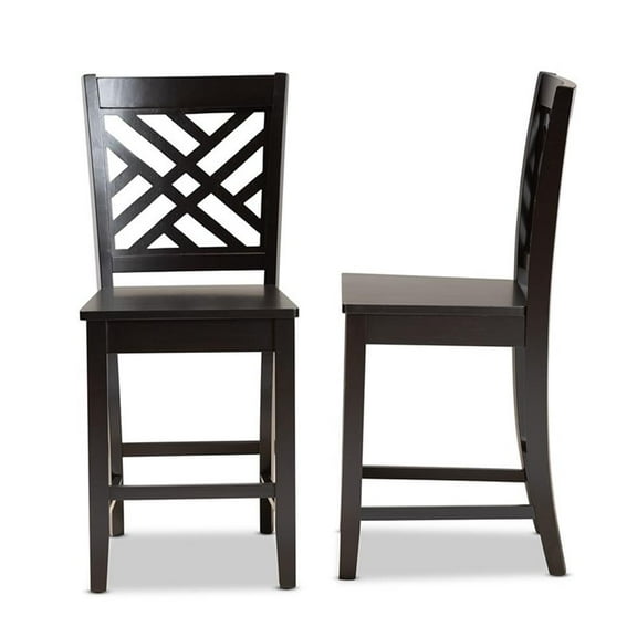 Bowery Hill Brown Finished Wood 2-Piece Counter Stool Set