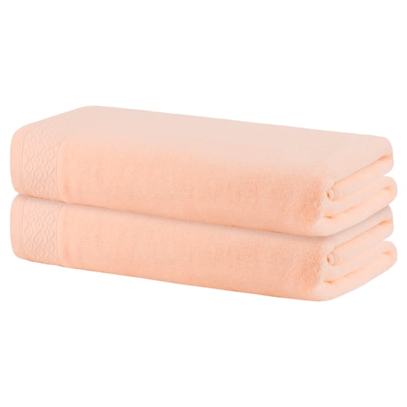REGALWOVEN Cotton Bath Towels, 2 Pack Soft Solid Quicker to Dry and Highly Absorbent Towels Bathroom Pink 28' x 56'
