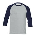 thumbnail image 2 of Mens Casual Slim Fit T Shirts Raglan 3/4 Sleeve Crewneck Baseball Tees Color Block Workout Fashion Shirt Navy2 M, 2 of 3