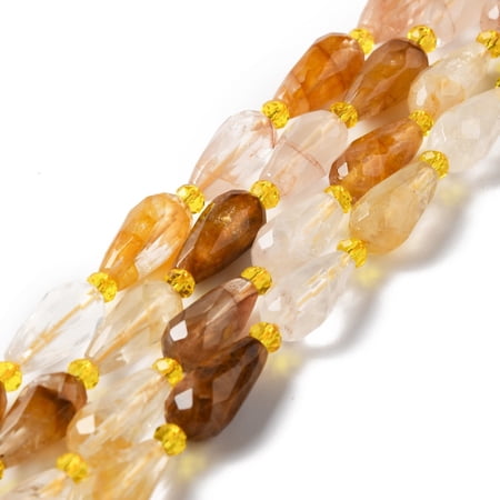 1Strand Natural Yellow Hematoid Quartz/Golden Healer Quartz Beads Strands Faceted Teardrop 12~16.5x7.5~8.5mm Hole: 0.8mm about 20~21pcs/strand 14.96~15.63''(38~39.7cm)