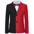 thumbnail image 2 of Yumcute Kids Boys Men's Suits 3 Piece Formal Tuxedo Suits for Boys Slim Fit Casual Ring Bearer Outfit with Blazer Jacket Pants and Vest, Black and red, 14Y, 2 of 6