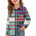 thumbnail image 2 of Long Sleeve Plaid Button Up Shirts for Boys Girls Classic Collared School Uniform Tops Kids and Toddlers Blouses (7 Years, Hot Pink 01), 2 of 7