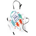 thumbnail image 1 of I Love You Apron, Rocket Going to Space Galactic Motivation up to Stars Happiness Print, Unisex Kitchen Bib with Adjustable Neck for Cooking Gardening, Adult Size, Orange Turquoise, by Ambesonne, 1 of 4