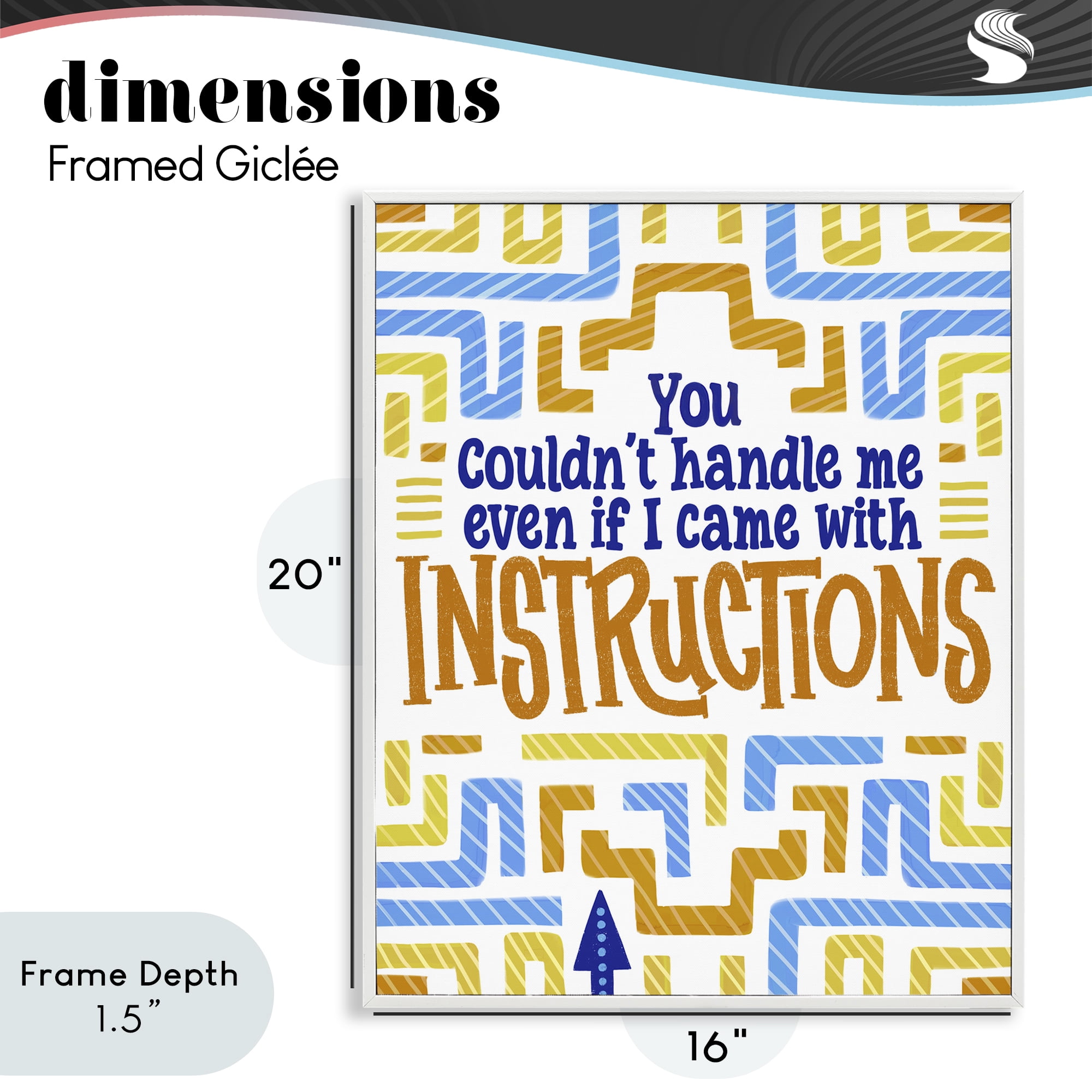 Stupell Industries Funny Can't Handle Me White Framed Giclee Art, design by Connie Summers
