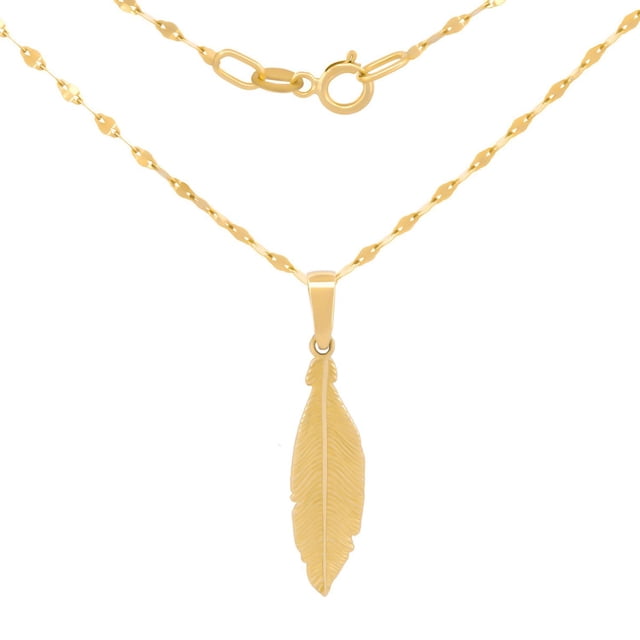 Cadena Gargantilla Pluma Casa del Anillo Oro Sólido 10K amarillo 45 cm