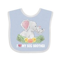 Inktastic I Love My Big Brother Elephant Family with Flowers Boys or Girls Baby Bib