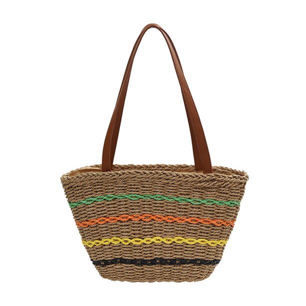 Bolso de paja tipo hobo para mujer, bolso de hombro tejido, bolso de mano para playa, de verano, bolso hecho a mano