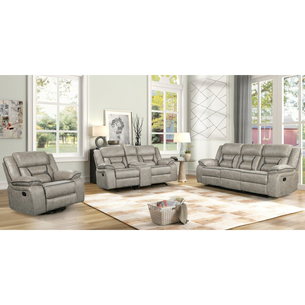 Elkton Manual Motion Reclining Living Room Set, Taupe