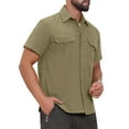 thumbnail image 4 of INSPIRE CHIC Men's Solid Cargo Shirt Two Pockets Short Sleeve Utility Shirts XL Khaki, 4 of 5