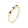 thumbnail image 1 of LBG British Made 14k Yellow Gold Natural Ruby & Cultured Pearl Womens Eternity Ring - 33 size options - Sizes 4 to 12 Available, 1 of 6