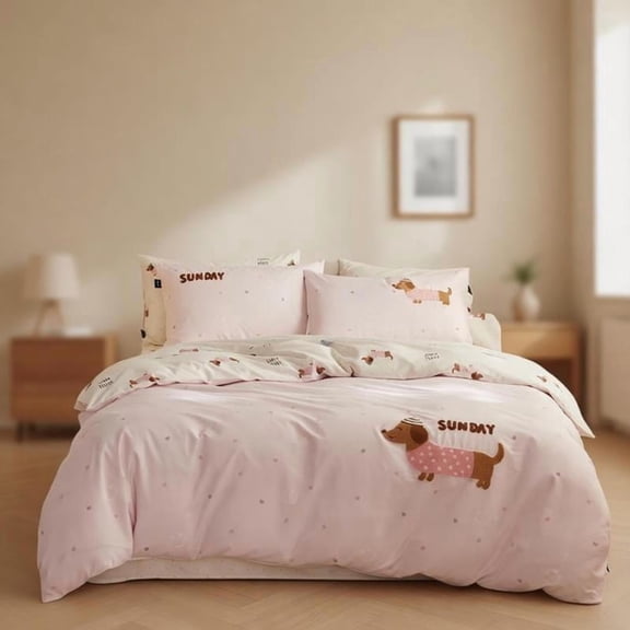 Zeiwohndc Cotton Fabric Bedding Collection Twin Queen Size Duvet Cover Sheet Pillowcase