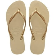 Havaianas Women's Slim Flip Flops - Spring and Summer Pool Sandals for Women - Sand Grey/Light Golden, 6