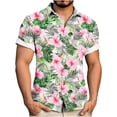 thumbnail image 2 of Men's Hawaiian Wrinkle Short Sleeve Button Down Tropical Floral Beach Vacation Shirt Green 3XL, 2 of 7