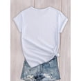 thumbnail image 2 of Half Face Woman Print Crew Neck T-Shirt, Casual Short Sleeve T-Shirt For Spring & Summer, Women's Clothing Tee For Adult, Men, Women, Teen, Teenager, Adolescent, Youth, 2 of 6