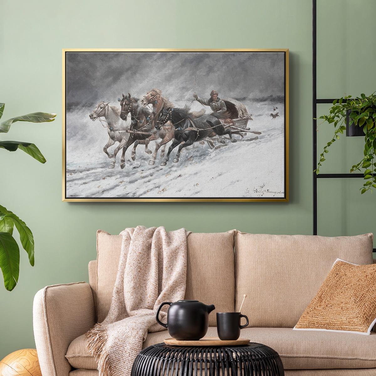 Vintage Animal Print-XXVI By Wexford Home Framed in Gold Wood Gallery Wrapped Canvas 27 in. x 41 in.