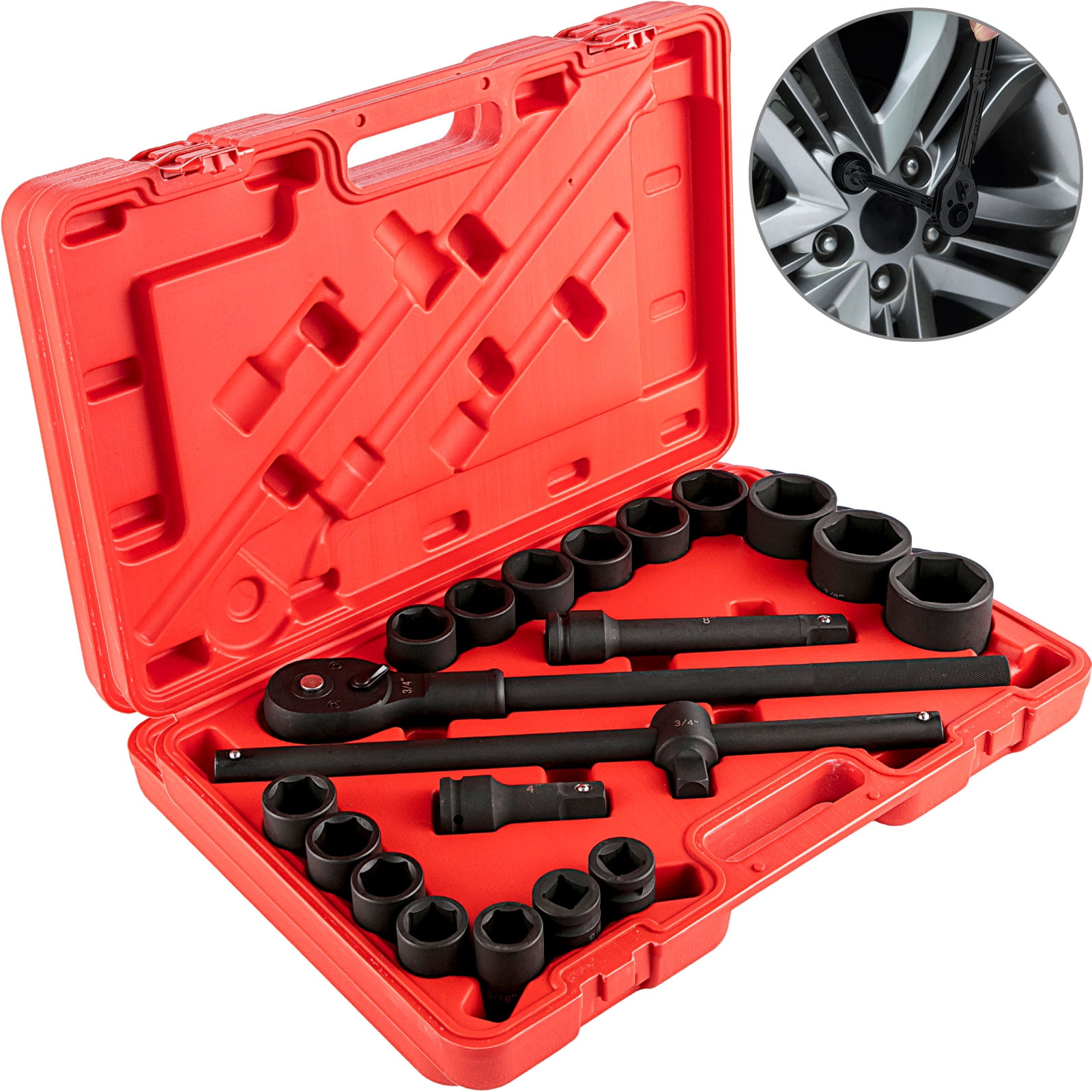 18PC 3/4" DRIVE DEEP AIR IMPACT SOCKETS AXLE NUTS REMOVER INSTALLER SAE AND MM 