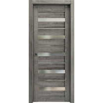 Sliding French Double Pocket Doors 48 x 80 inches | Lucia 2166 Matte Black Clear Glass | Kit Trims Rail Hardware | Solid Wood Interior Bedroom Sturdy Doors