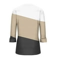 thumbnail image 4 of ZyeKqe Women's Tops 3/4 Sleeve Top Pleated V-Neck Shirts Loose Fitting Dress Casual Blouses Colorblock Tunic Tops, 4 of 4