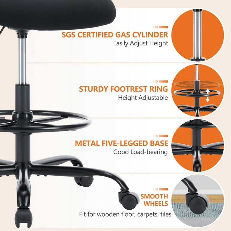 Black Metal Adjustable Foot Rest for Under Desk