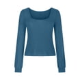 thumbnail image 1 of Timegard Long Sleeve T Shirts for Women Round Neck Casual Tops Solid Color Comfy Basic Trendy Blouses, 1 of 4