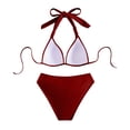 thumbnail image 5 of Womens Swimsuits String Triangle Separates Bikini Sets Solid Color Wine Women Bathing Suits XL, 5 of 5