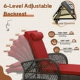 thumbnail image 4 of OUINCH Outdoor Wicker Lounge Chair Set, 6-Position Adjustable Patio Chaise Lounge w/Side Table, All Weather Lay Flat Pool Sunbathing Recliner, Armrest & Head Pillow, Fade-Resistant, Red, 4 of 9