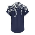 thumbnail image 4 of Babysbule Women Casual Printed V-Neck T-Shirt Soft Polyester Button Blouse Lightweight Comfy Home Wear, 4 of 5