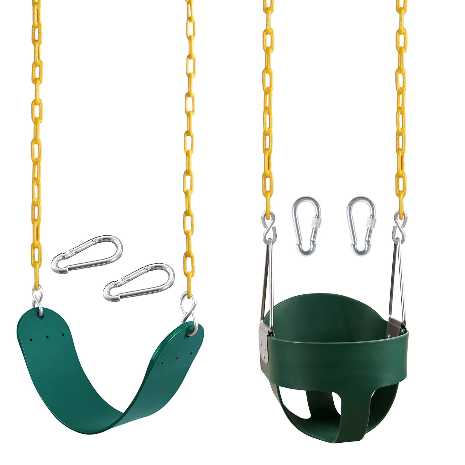 Heavy Duty Swing Outdoor Child Eva Soft Board U-Swing Garden Swing+High Back Toddler Bucket Swing Seat with Coated Chains Heavy Duty Kids Swing Seat Fully Assembled Green