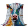 thumbnail image 6 of Abstract Cow Blanket Soft Cozy Warm Throw Blanket for Couch, Plush Fuzzy Flannel Fleece Blankets for Sofa, Farmhouse Colorful Animals Oil Painting Bed Blankets Lightweight Gifts for Women, 30"x40", 6 of 9